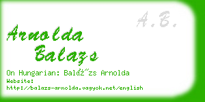 arnolda balazs business card